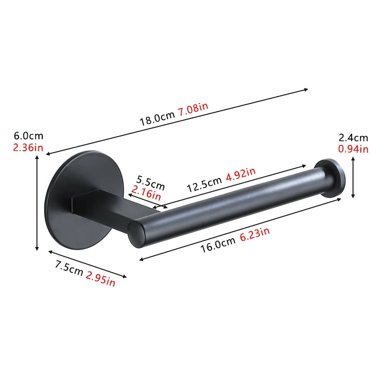 Black Adhesive Toilet Roll Holder