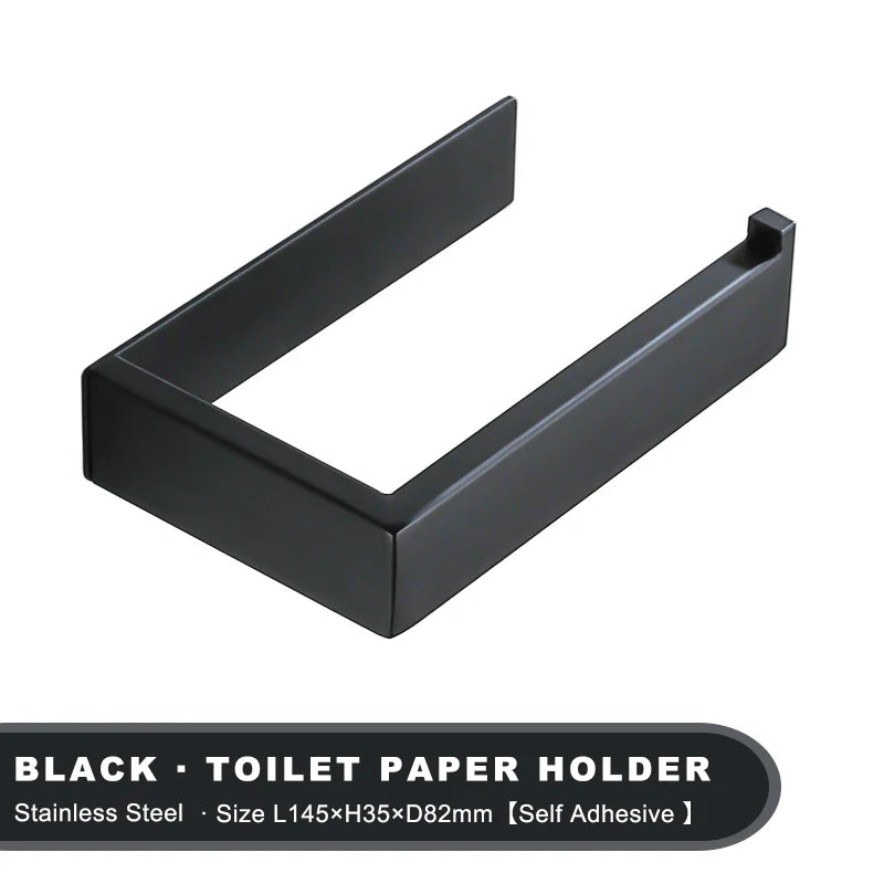 Black Adhesive Toilet Paper Holder