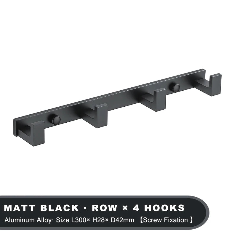 Black Heavy-Duty Wall Coat Hooks