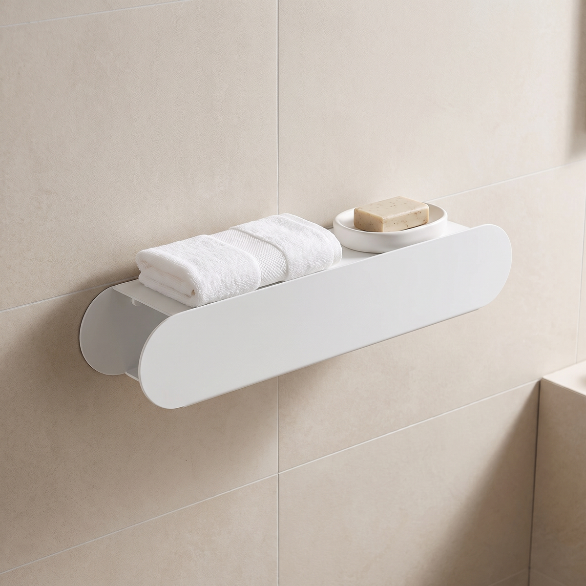 Black Aluminium Shower Caddy - White lifestyle