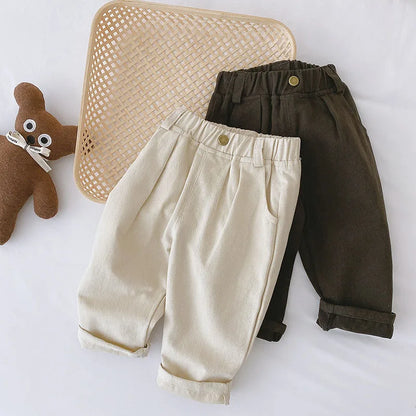 Kids Solid Straight-Leg Casual Pants