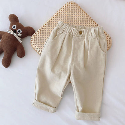 Kids Solid Straight-Leg Casual Pants