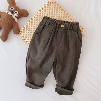 Kids Solid Straight-Leg Casual Pants