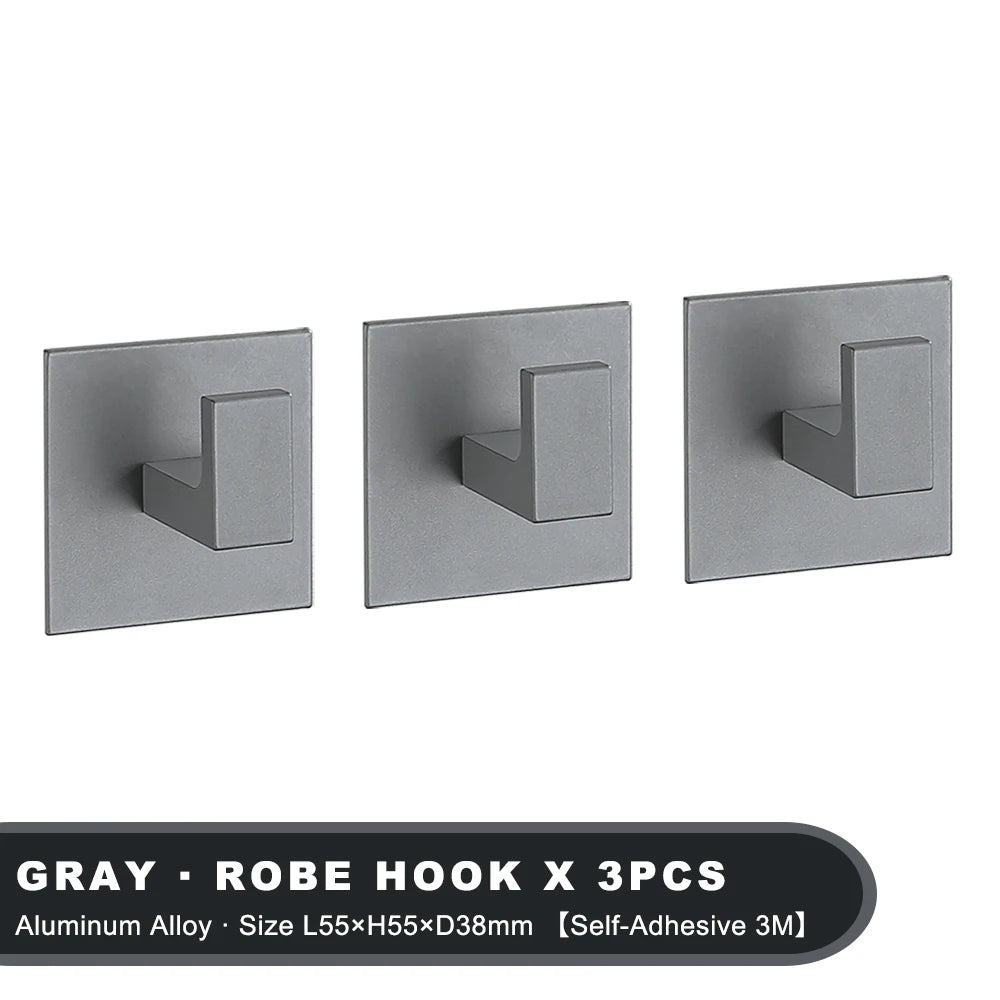 Black Adhesive Wall Hook Set