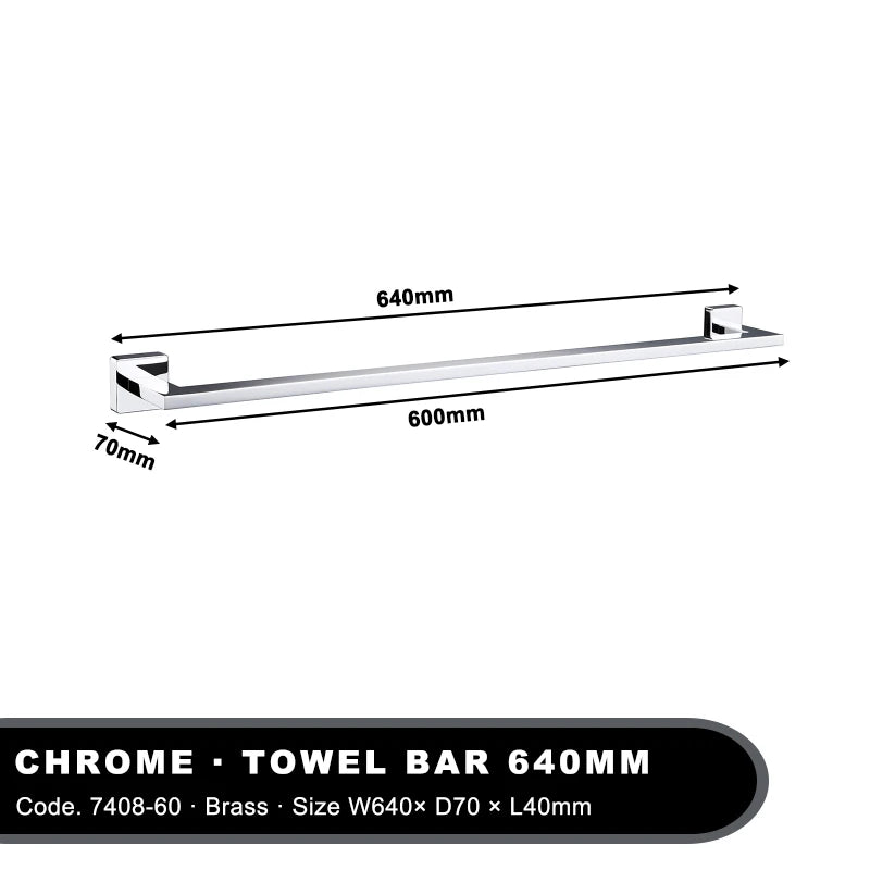 Chrome Single Towel Rail 30-80cm