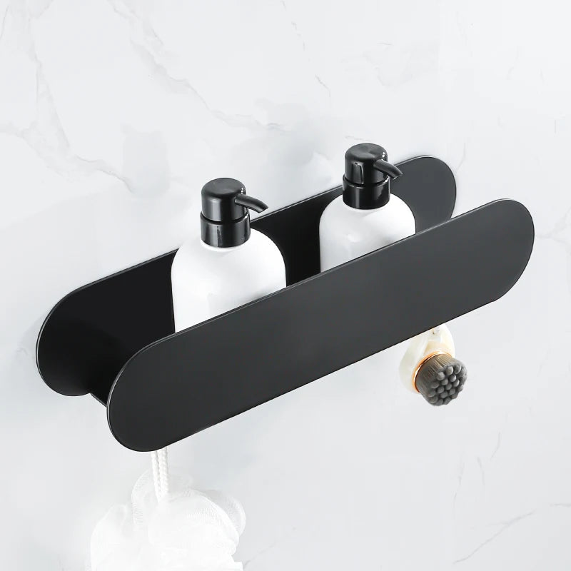 Black Aluminium Shower Caddy With Hook