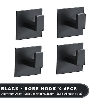 Black Adhesive Wall Hook Set