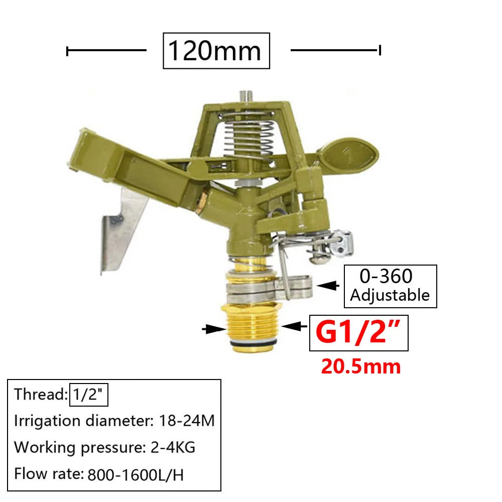 Metal Rain Gun Sprinkler 1/2-2" Female Thread