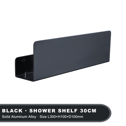Black Bathroom Organiser Shelf With Hooks