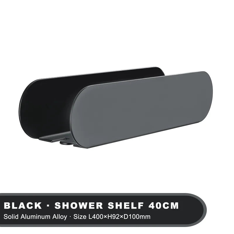 Black Aluminium Shower Caddy With Hook