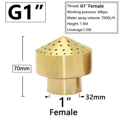 Brass Fountain Nozzle 1/4-1.5" Thread Decorative