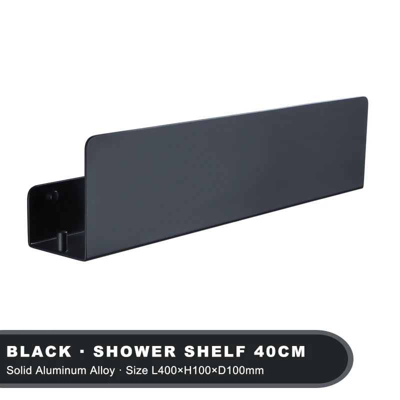 Black Bathroom Organiser Shelf With Hooks