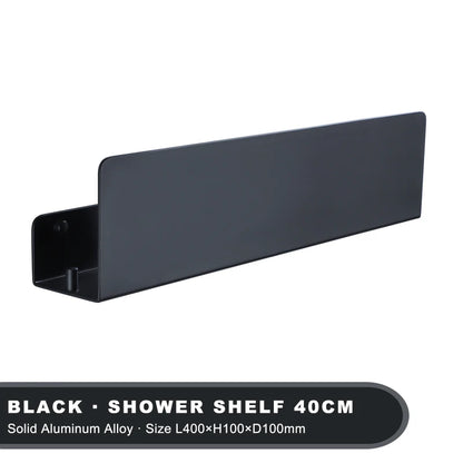 Black Bathroom Organiser Shelf With Hooks