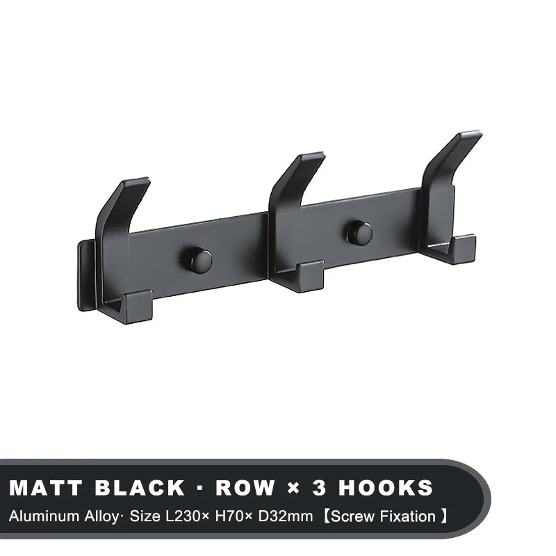 Black Aluminium Wall Hanging Hooks