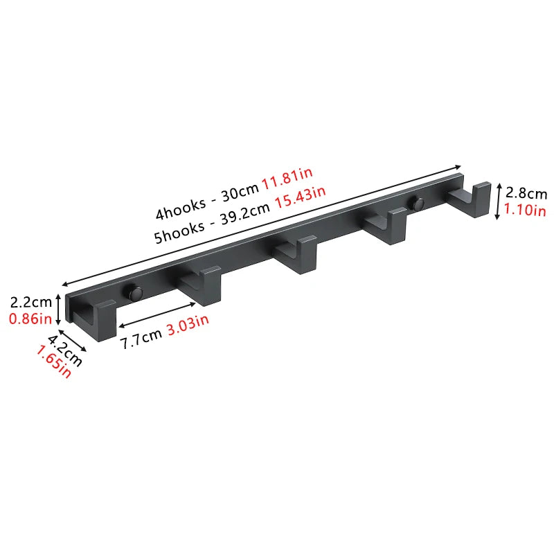 Black Heavy-Duty Wall Coat Hooks