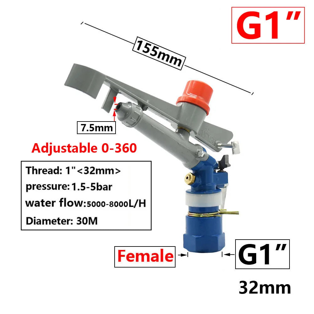 Metal Rain Gun Sprinkler 1/2-2" Female Thread