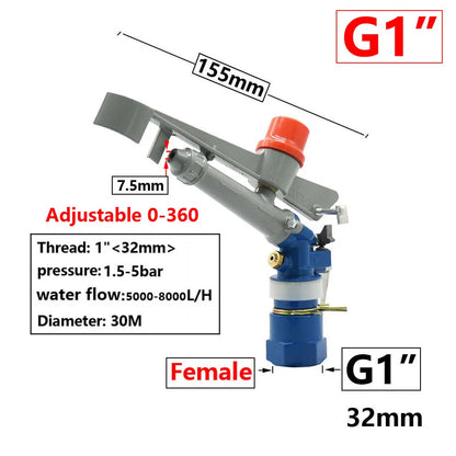 Metal Rain Gun Sprinkler 1/2-2" Female Thread