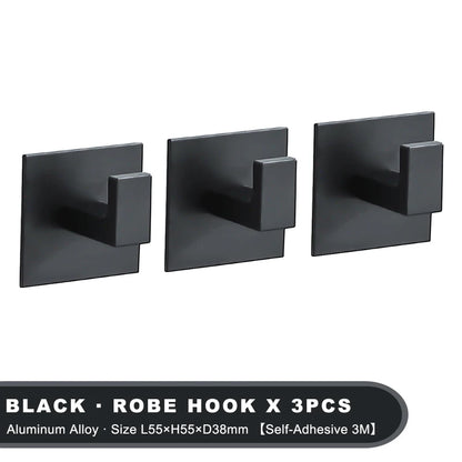 Black Adhesive Wall Hook Set