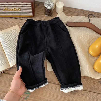 Kids Solid Straight-Leg Casual Pants