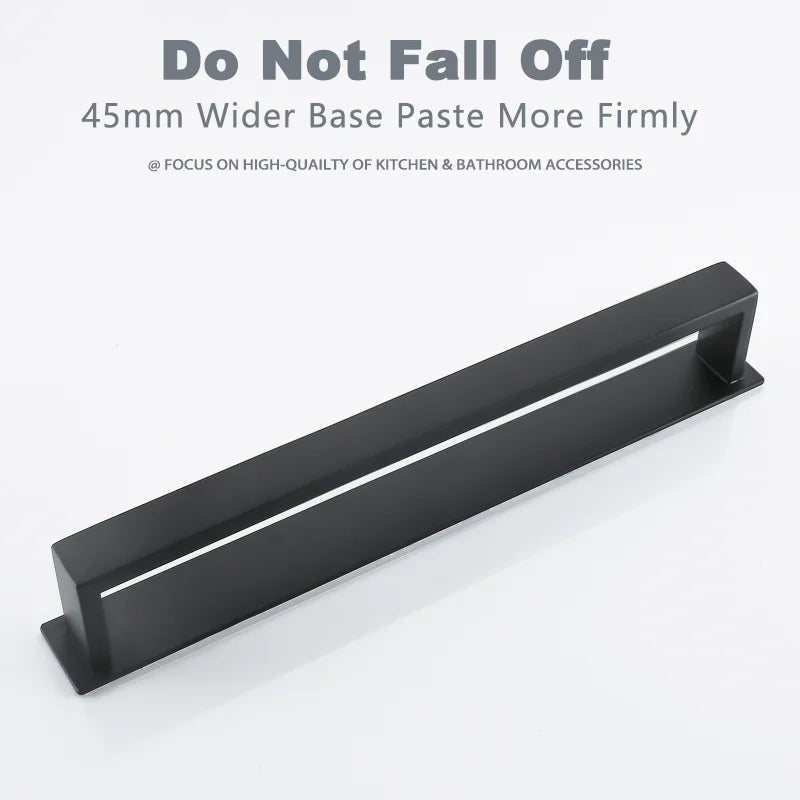 Black No-Drill Adhesive Towel Rack