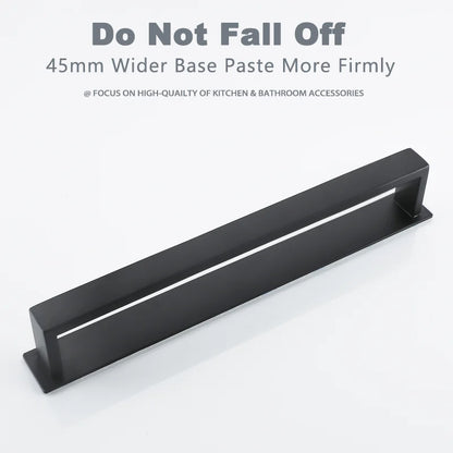 Black No-Drill Adhesive Towel Rack
