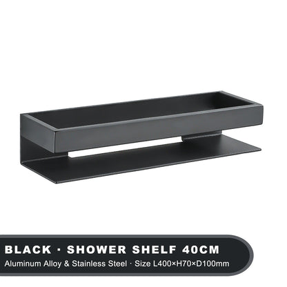 Black Corner Bathroom Storage Shelf