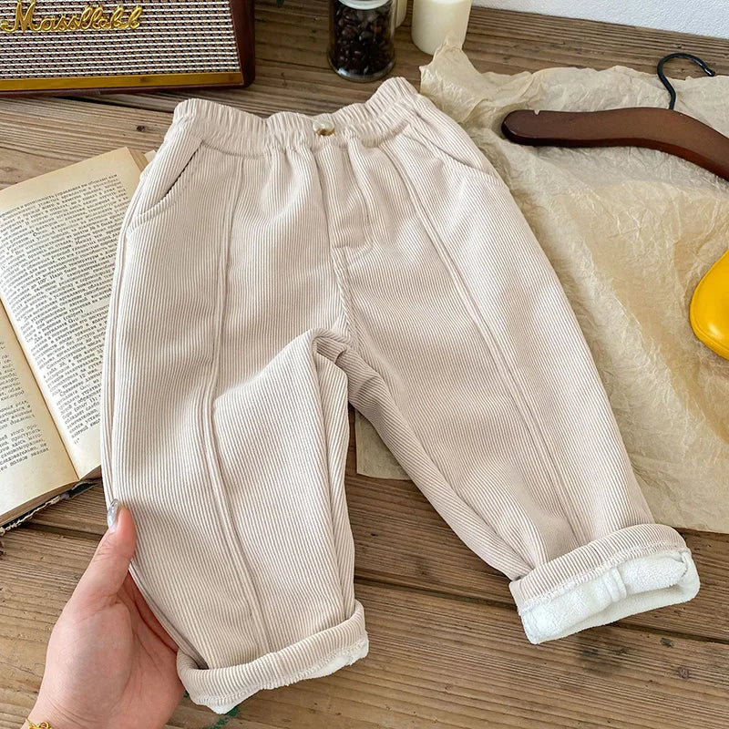 Kids Solid Straight-Leg Casual Pants