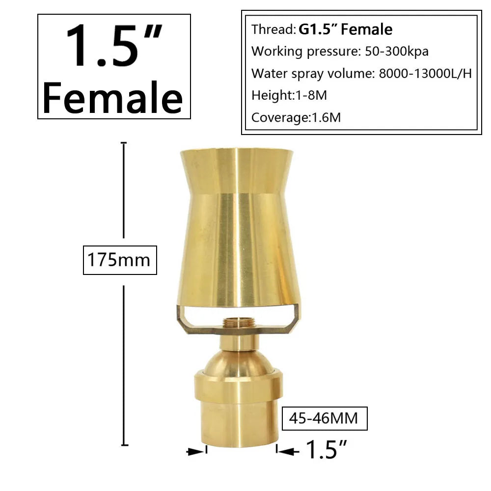 Brass Fountain Nozzle 1/4-1.5" Thread Decorative