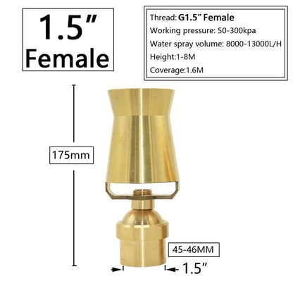 Brass Fountain Nozzle 1/4-1.5" Thread Decorative