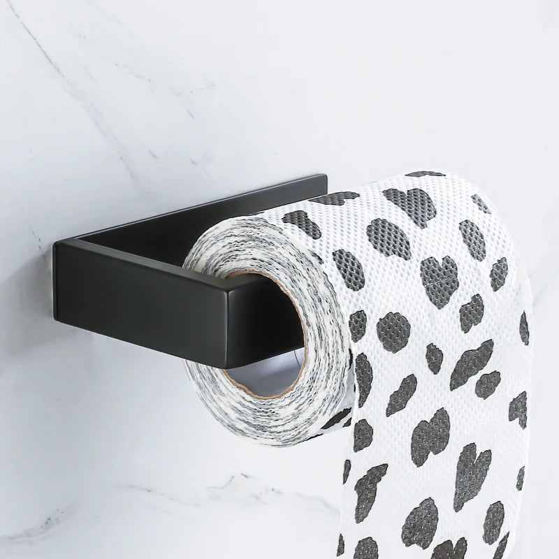 Black Adhesive Toilet Paper Holder