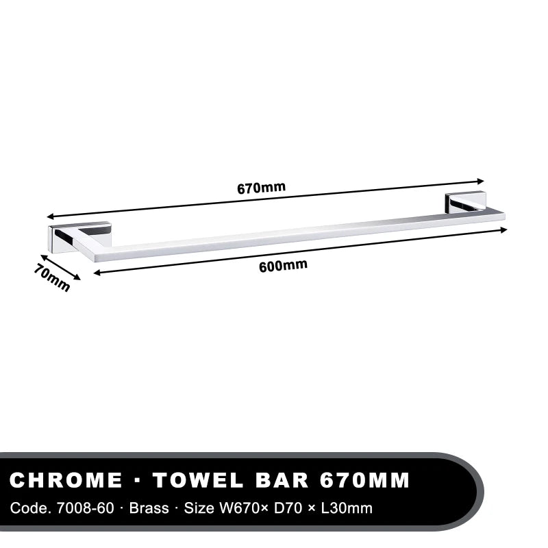 Chrome Single Towel Rail 30-80cm