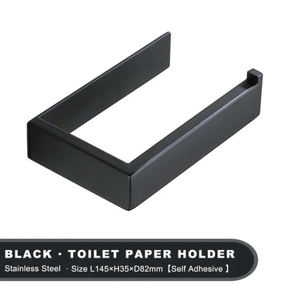Black Matt Adhesive Toilet Paper Holder
