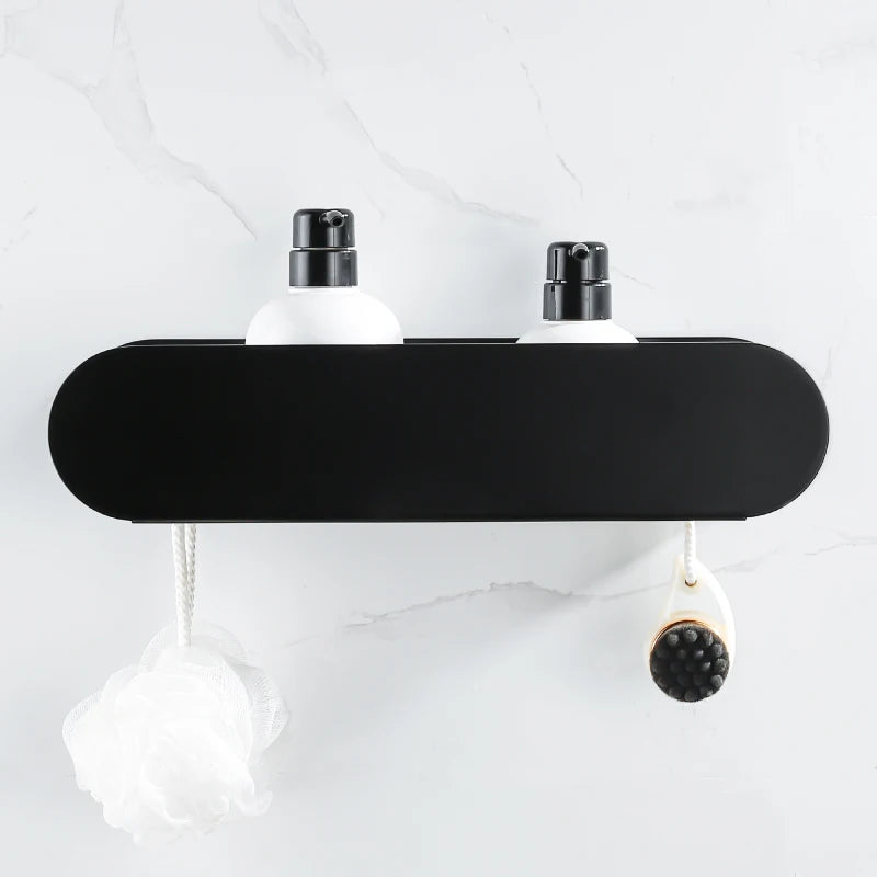 Black Aluminium Shower Caddy With Hook
