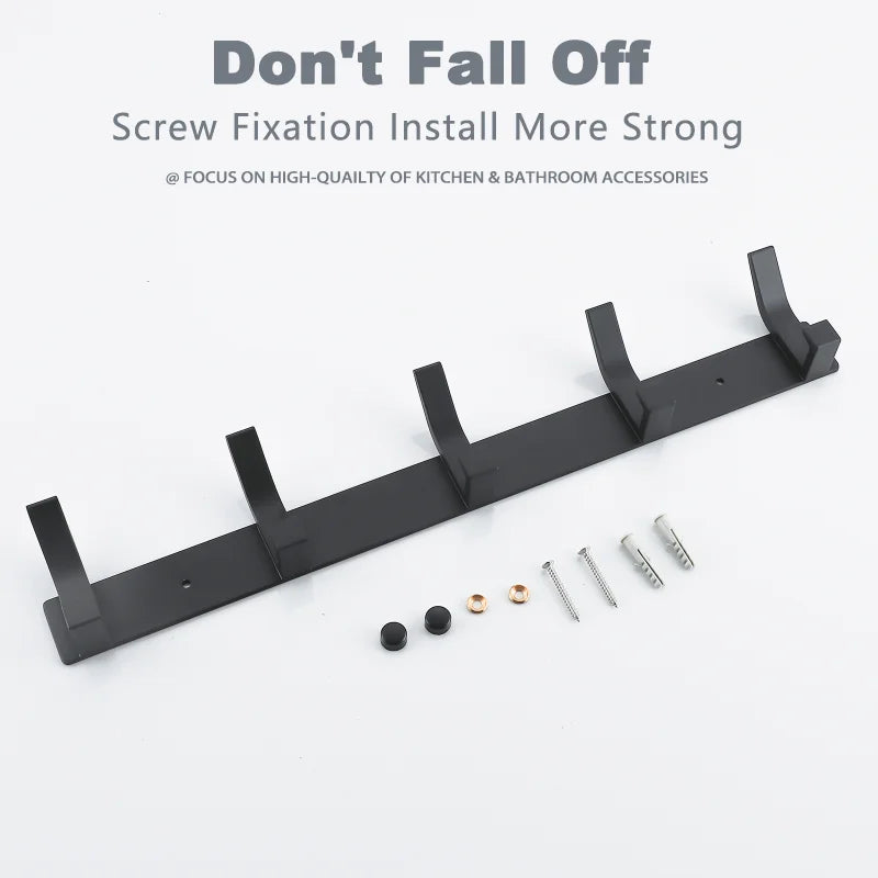 Black Aluminium Wall Hanging Hooks