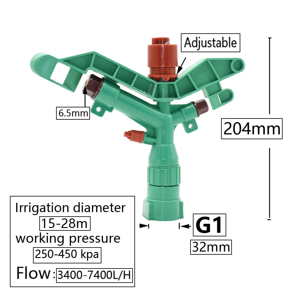 Metal Rain Gun Sprinkler 1/2-2" Female Thread
