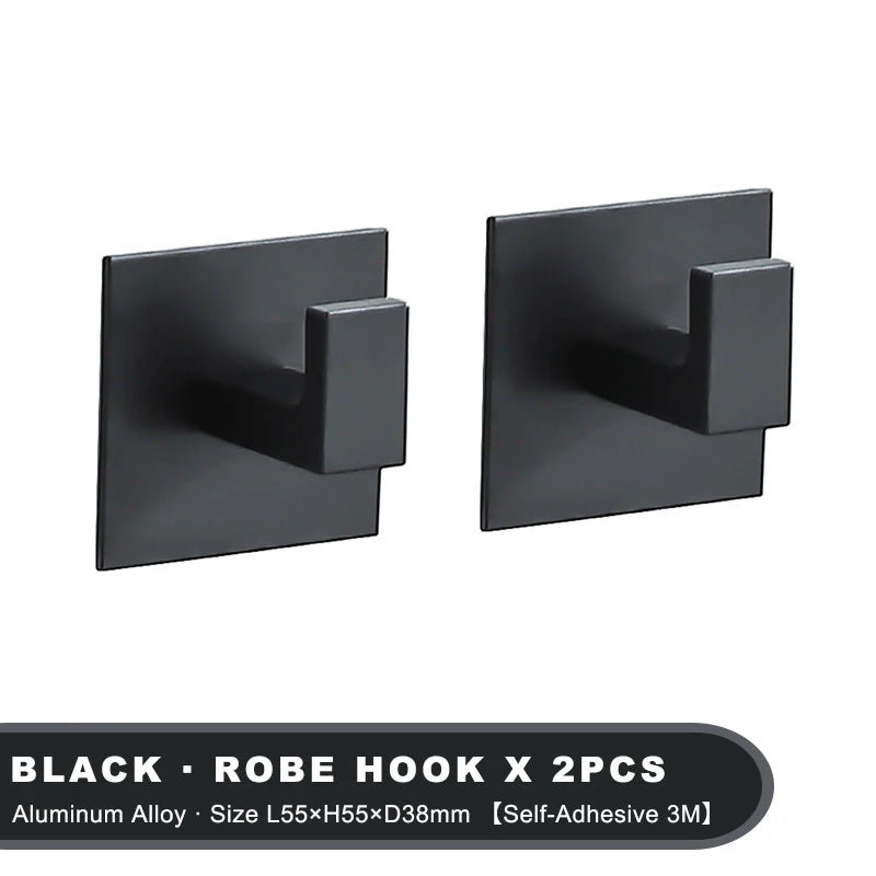 Black Adhesive Wall Hook Set