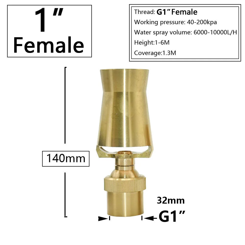Brass Fountain Nozzle 1/4-1.5" Thread Decorative