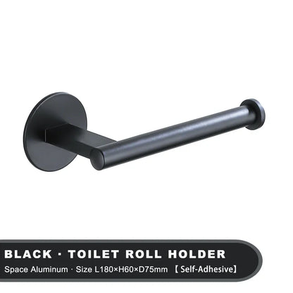 Black Adhesive Toilet Roll Holder