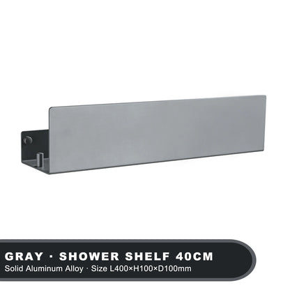 Black Bathroom Organiser Shelf With Hooks