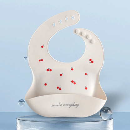 Silicone Baby Bib - Cherry Print