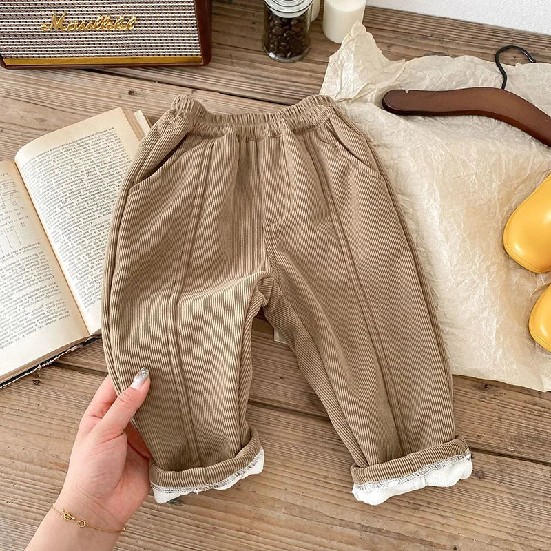 Kids Solid Straight-Leg Casual Pants