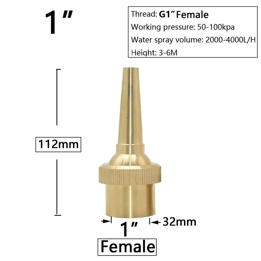 Brass Fountain Nozzle 1/4-1.5" Thread Decorative