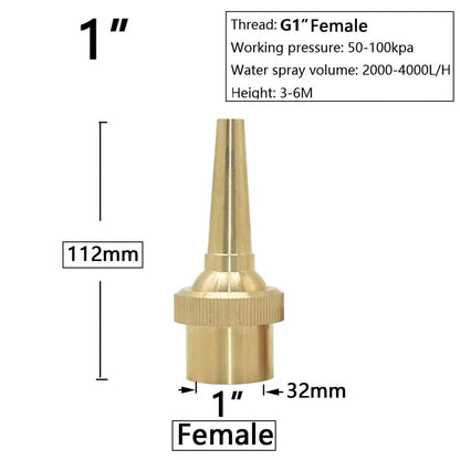 Brass Fountain Nozzle 1/4-1.5" Thread Decorative