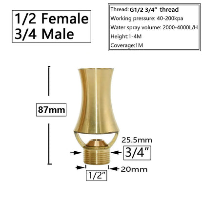 Brass Fountain Nozzle 1/4-1.5" Thread Decorative