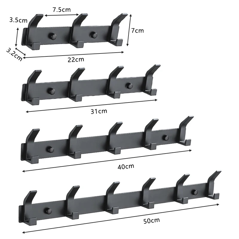 Black Aluminium Wall Hanging Hooks