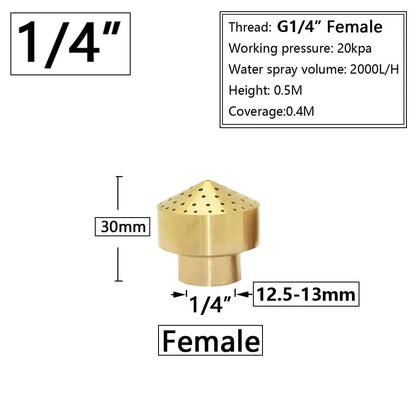 Brass Fountain Nozzle 1/4-1.5" Thread Decorative