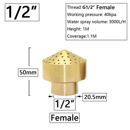 Brass Fountain Nozzle 1/4-1.5" Thread Decorative
