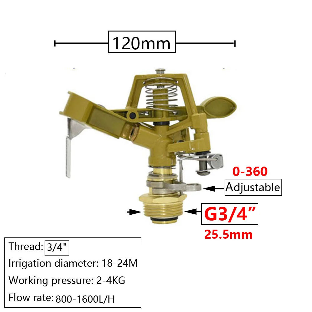 Metal Rain Gun Sprinkler 1/2-2" Female Thread