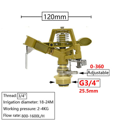 Metal Rain Gun Sprinkler 1/2-2" Female Thread