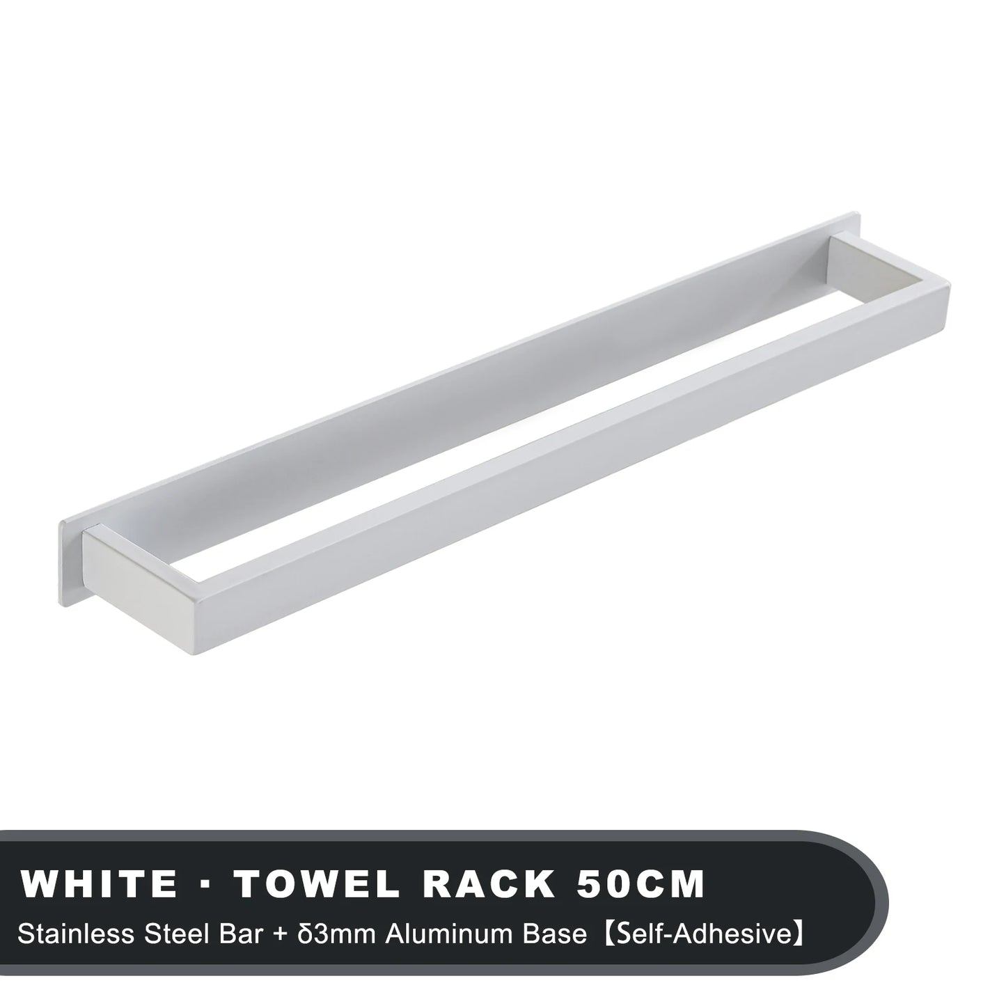 Black No-Drill Adhesive Towel Rack